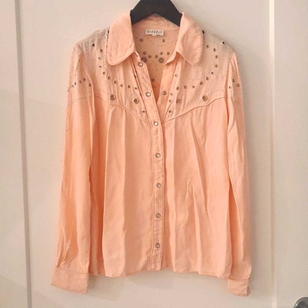 Pink Embellished Button-Up Shirt